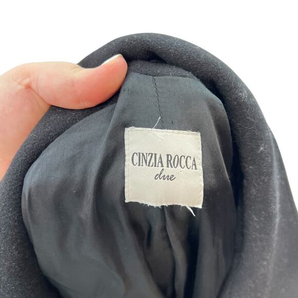 Cinzia Rocca Due Black Three Button Mid Length Virgin Wool Cashmere Coat‎ US 8 - Picture 8 of 10